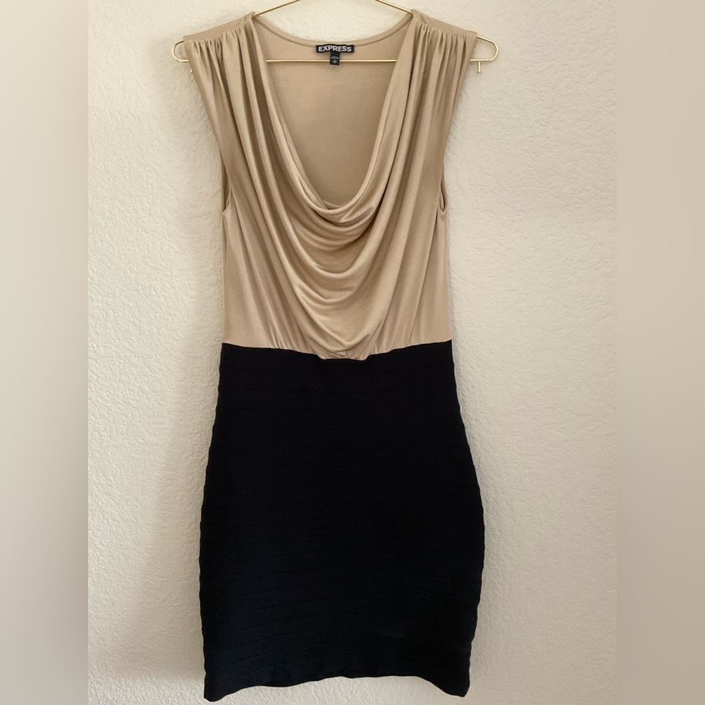 Express Beige and Black Dress